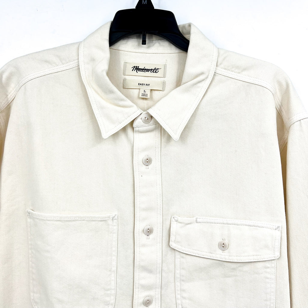 MADEWELL Men's Garment-Dyed Work Shirt Large Cream Long Sleeve NB643 NWT
