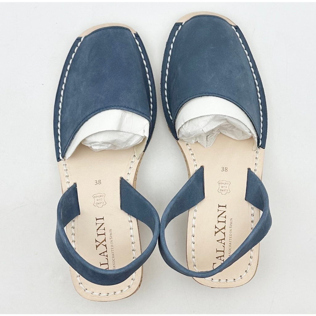 CalaXini Womens Cork Wedge Sandals EU 38 US 7.5-8 Navy Blue Suede NWOB