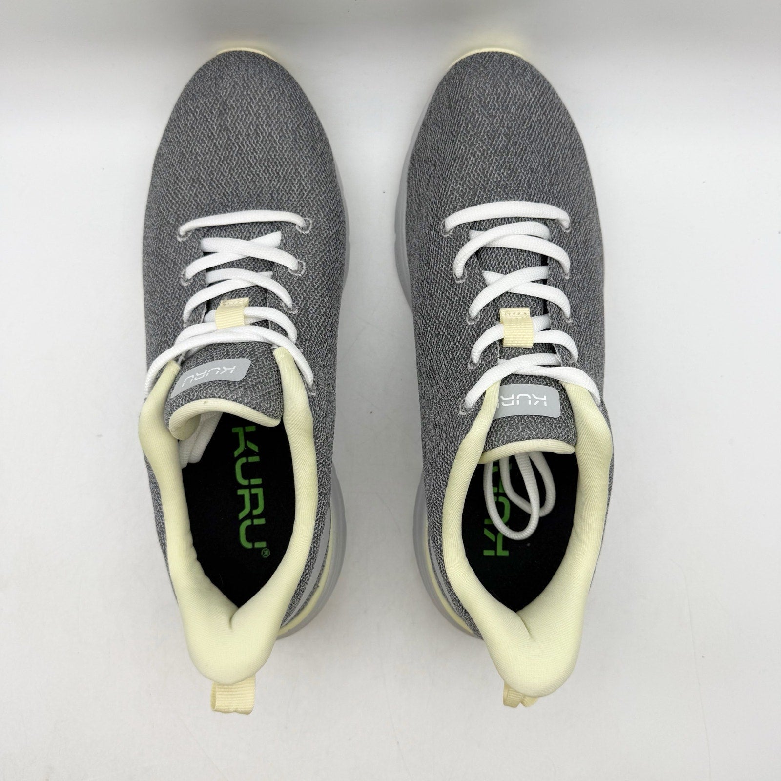 KURU Womens Flex Via Sneakers 8.5 M Dove Gray Pale Lime Athletic Shoes NWOB