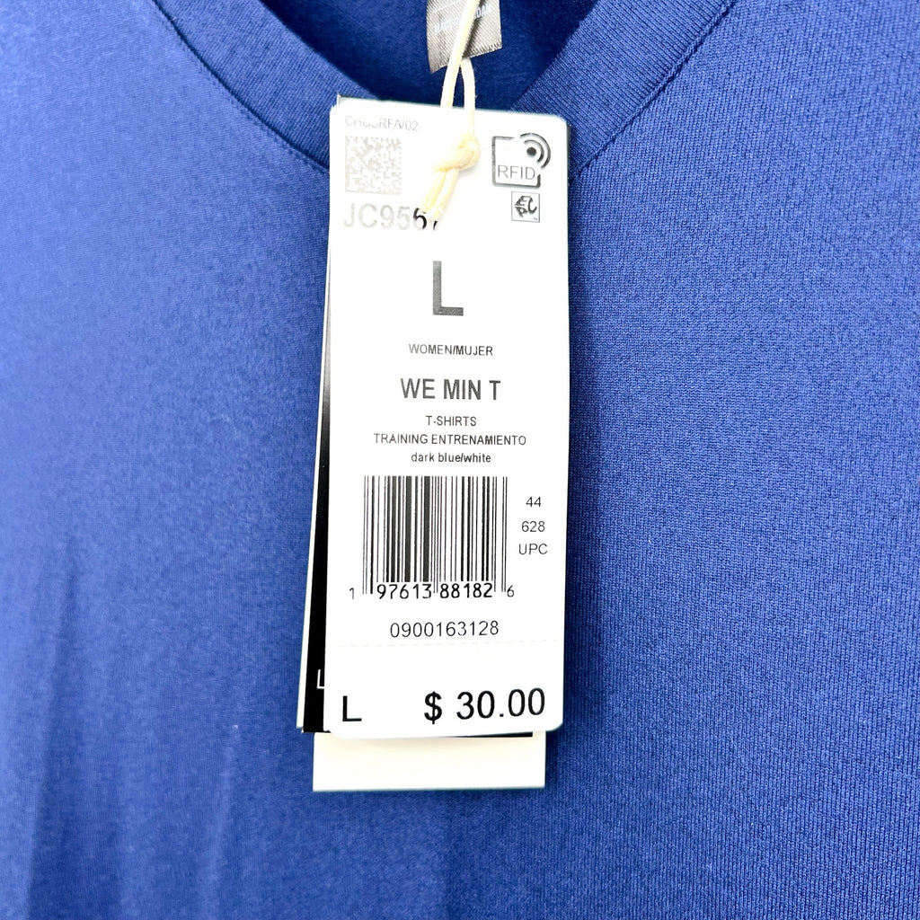ADIDAS Women's Train Essentials V-Neck Tee Large Dark Blue Short Sleeve NWT