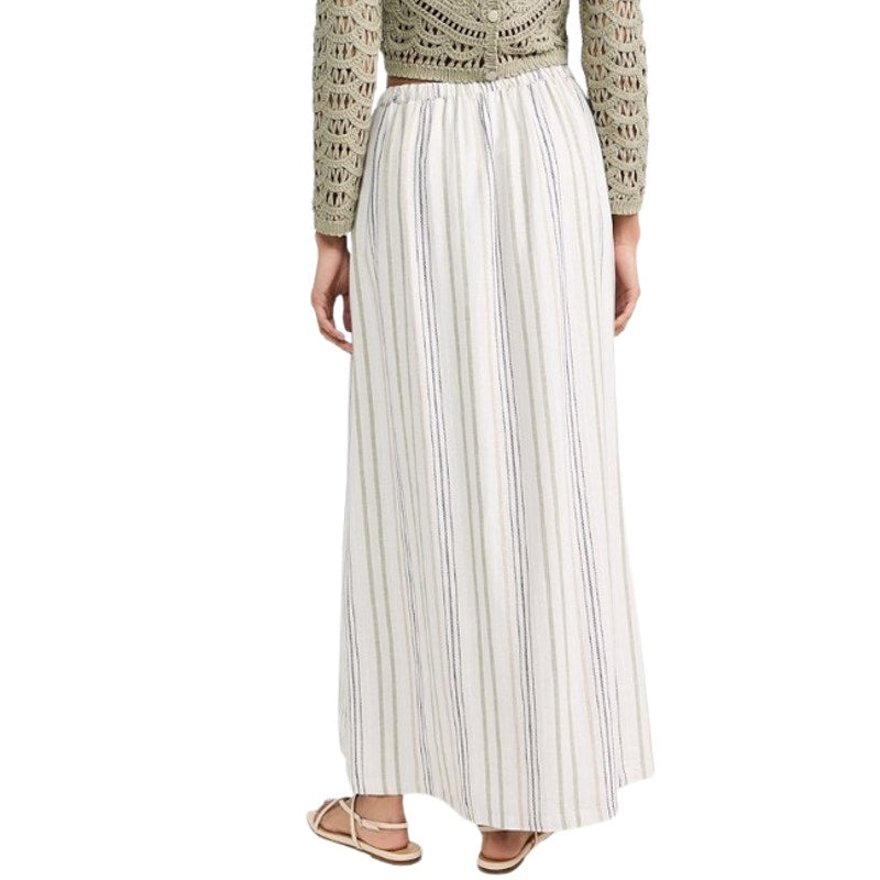 SPLENDID Women's Demi Maxi Skirt XS White Blue Cypress Stripe Button Front NWT