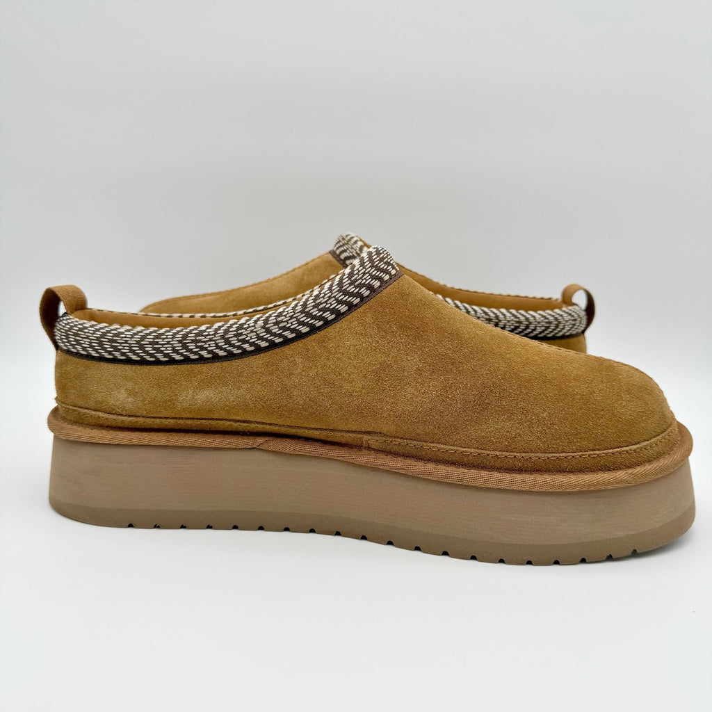 Koolaburra by UGG Womens Burree Platform Slippers US 12 Chestnut Brown Suede NIB