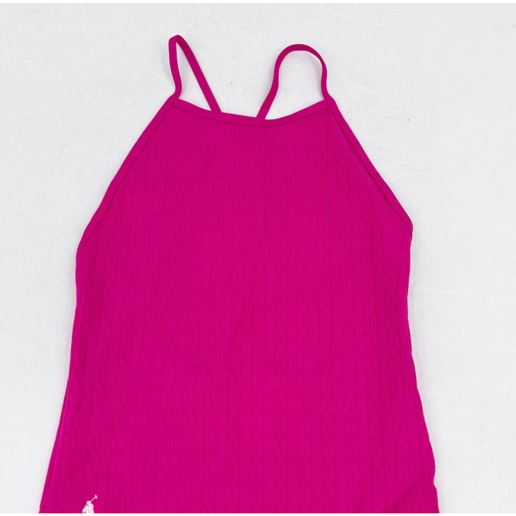 POLO RALPH LAUREN Girl's Jacquard One-Piece Swimsuit Size 7 Pink Stretch NWT
