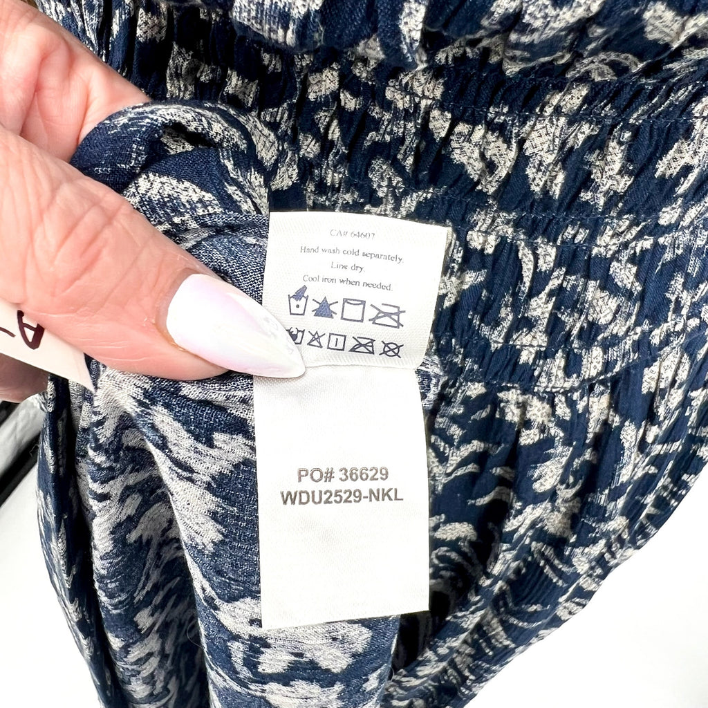 FAHERTY Women's Sunseeker Dress XL Blue White Juniper Ikat Floral Sleeveless NWT
