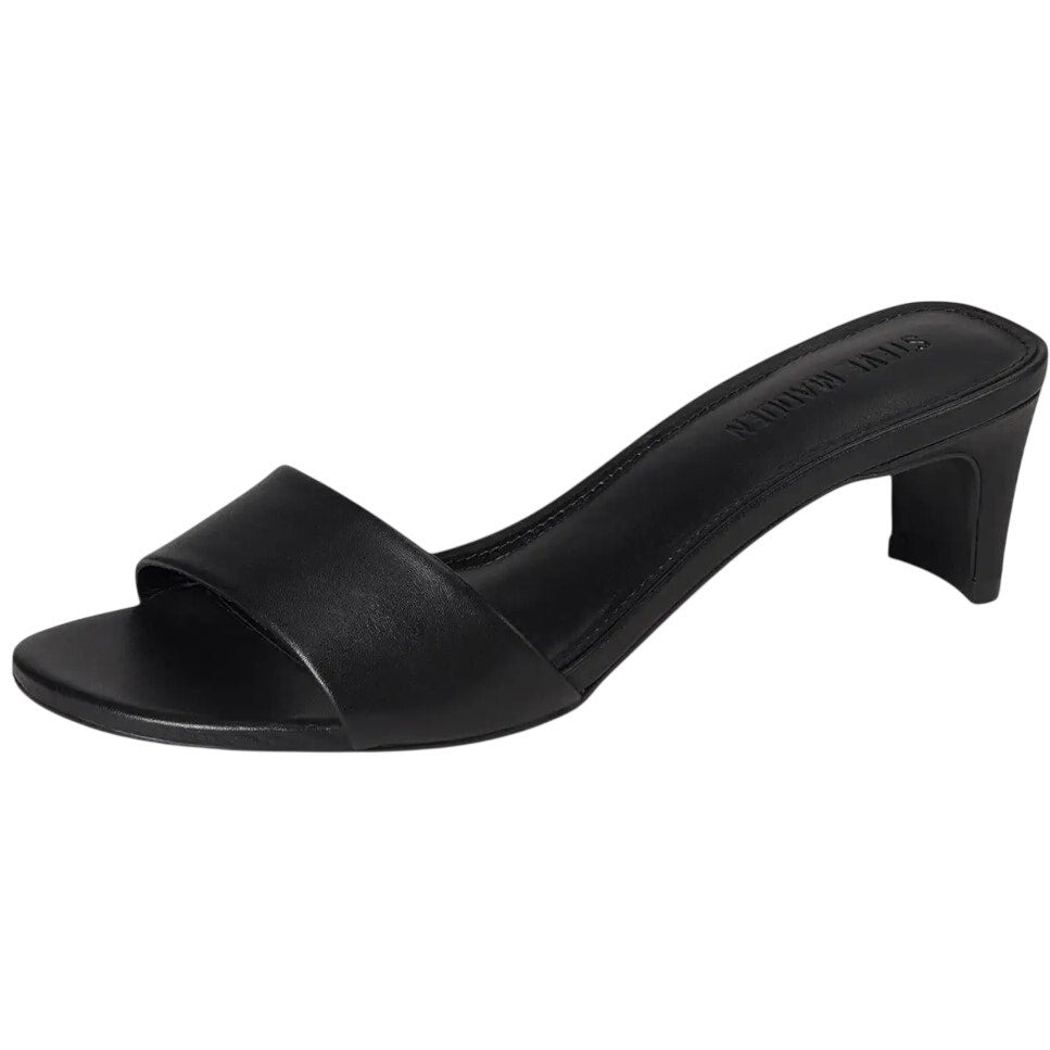 Steve Madden Womens Patsy Heeled Sandal US 7.5 M Black Vegan Leather NIB