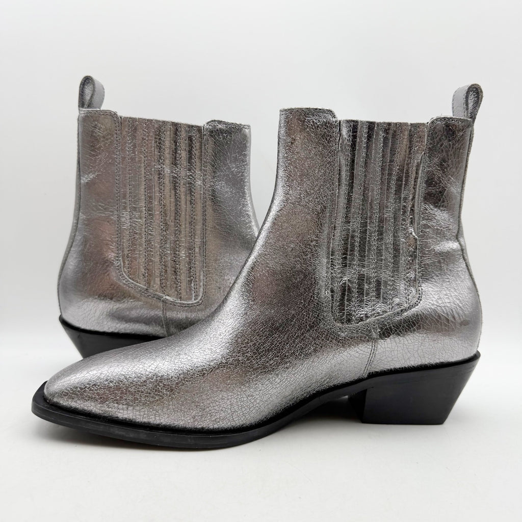 Seychelles Womens Hold Me Down Chelsea Ankle Boots US 10 Silver Leather NWOB