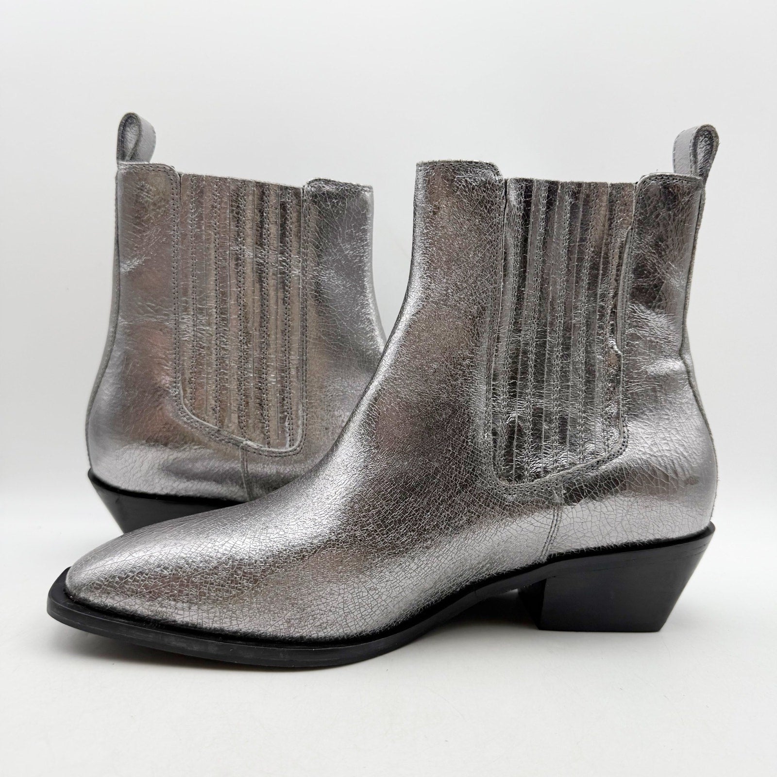 Seychelles Womens Hold Me Down Chelsea Ankle Boots US 10 Silver Leather NWOB