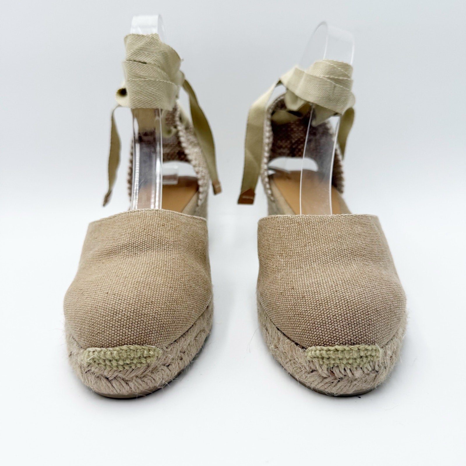 Castaner Womens Carina 3/002 Wedge Sandals US 7.5 EU 38 Natural Beige Canvas NIB