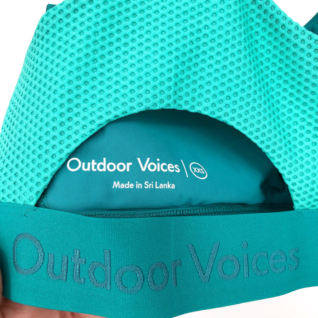 OUTDOOR VOICES Womens Doing Things Sports Bra XXS Green Peacock Racerback NWT