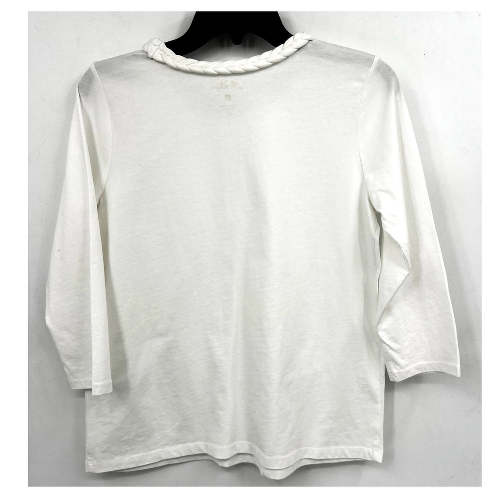 LILLY PULITZER Women's Paulson Knit Top Small Resort White 3/4 Sleeves NWT