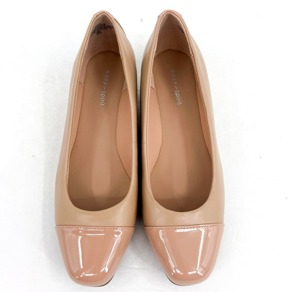 EASY SPIRIT Gracey Low Wedge Heels Size 8.5 Wide Cafe Tan Cafe Patent NWOB