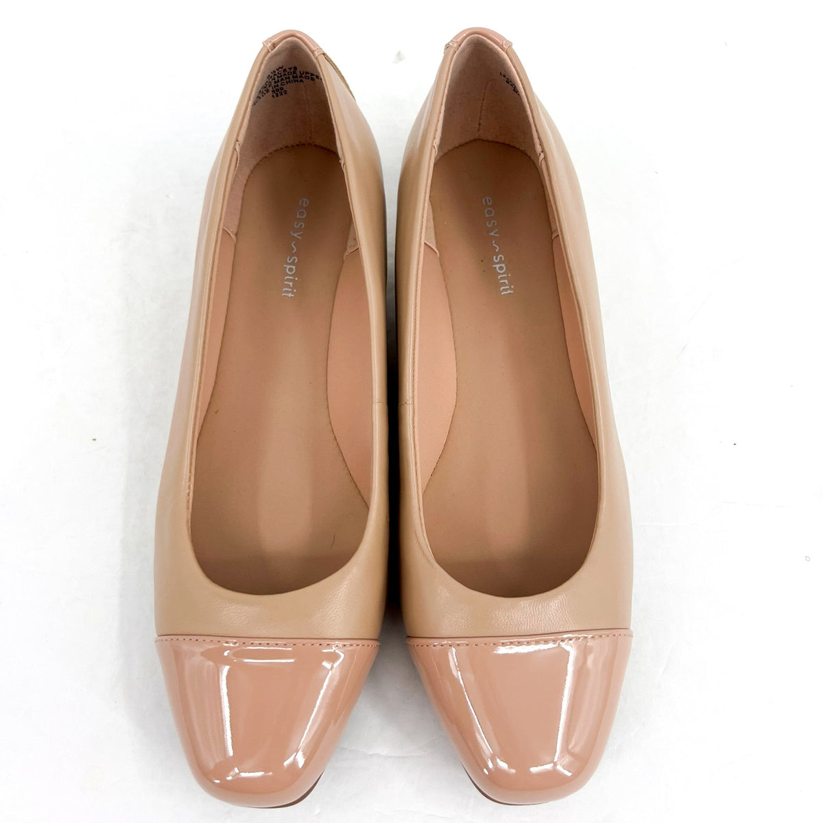 EASY SPIRIT Gracey Low Wedge Heels Size 8.5 Wide Cafe Tan Cafe Patent NWOB