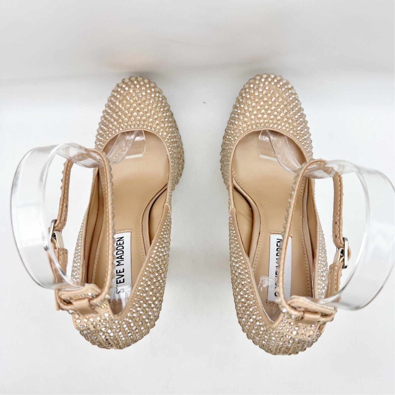 Steve Madden Womens Skyrise Platform Pumps US 6 M Tan Rhinestone NWOB