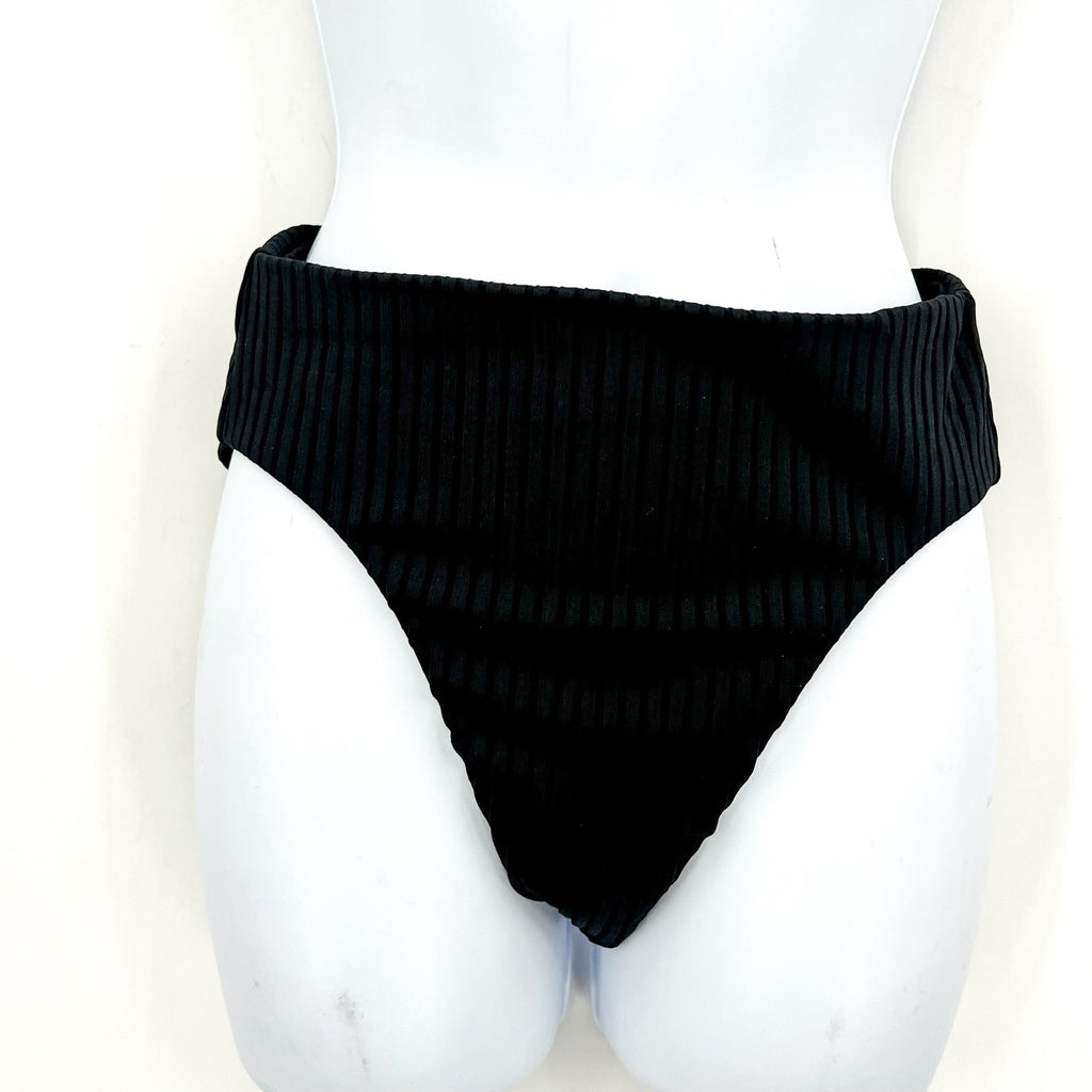 L*SPACE Women's Savannah Classic High Waist Bikini Bottoms Small Black NWOT