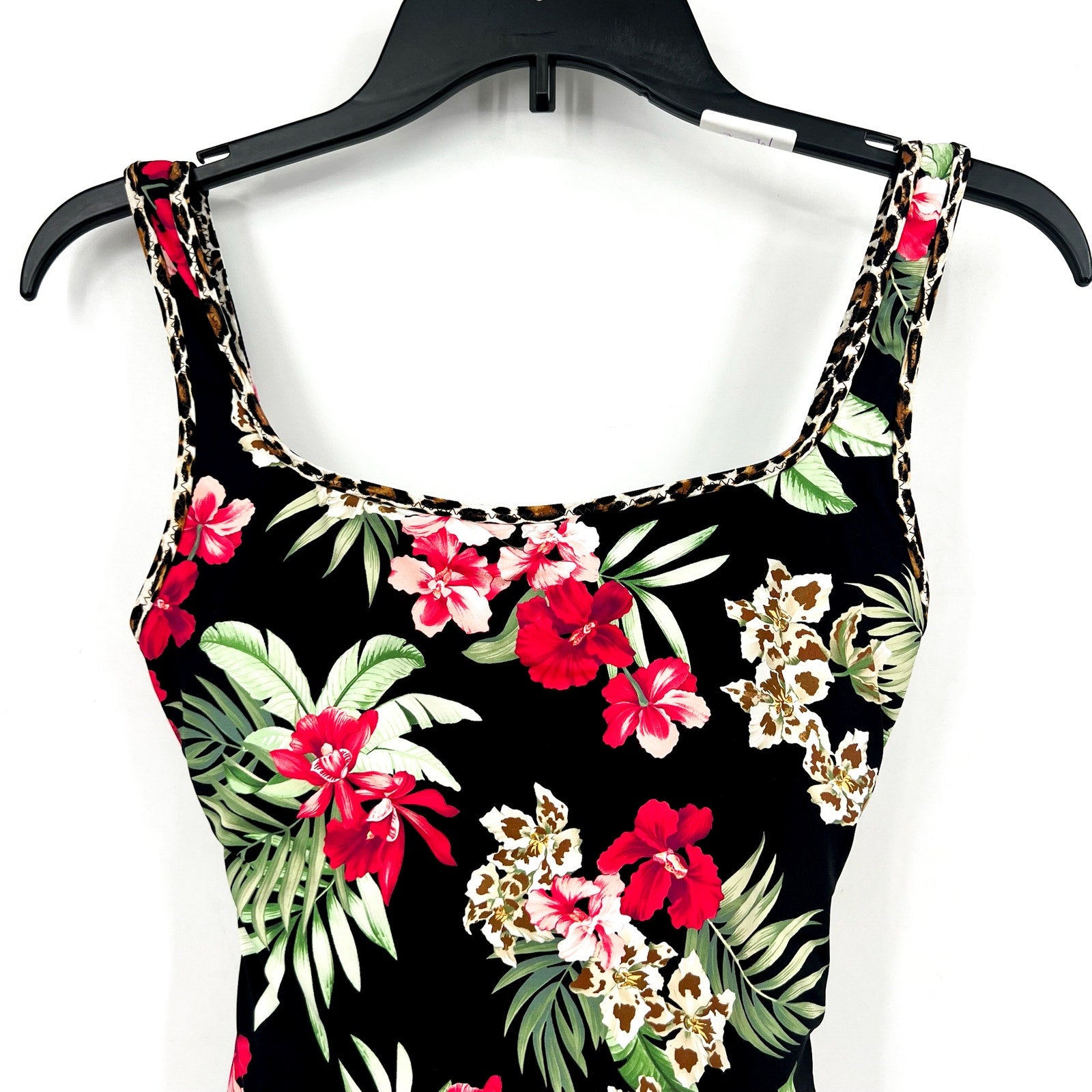 TOMMY BAHAMA Lily Cat Reversible One Piece Swimsuit Size 10 Black Leopard NWT