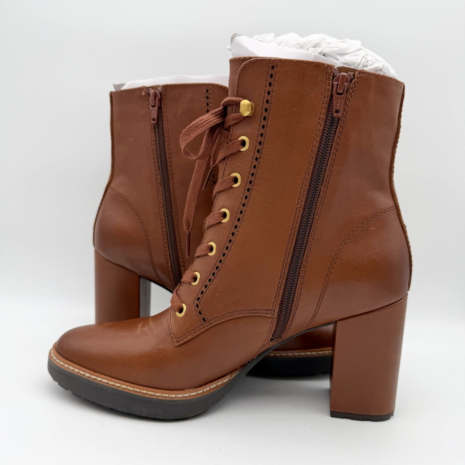 Naturalizer Womens Callie Heeled Boots US 10.5 M EU 41.5 Brown Leather NIB