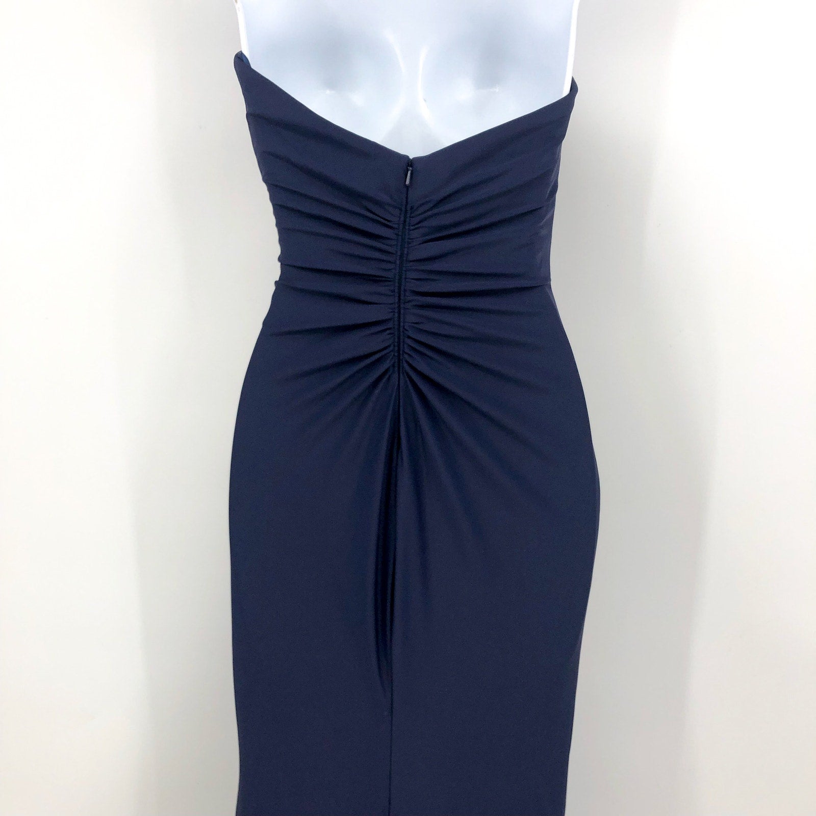 LA FEMME Strapless Sweetheart Long Dress Size 0 Navy Blue 30502 Mermaid Gown NWT