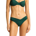 SEAFOLLY Women's Twist Band Hipster Bikini Bottom Size 6 Evergreen NWT