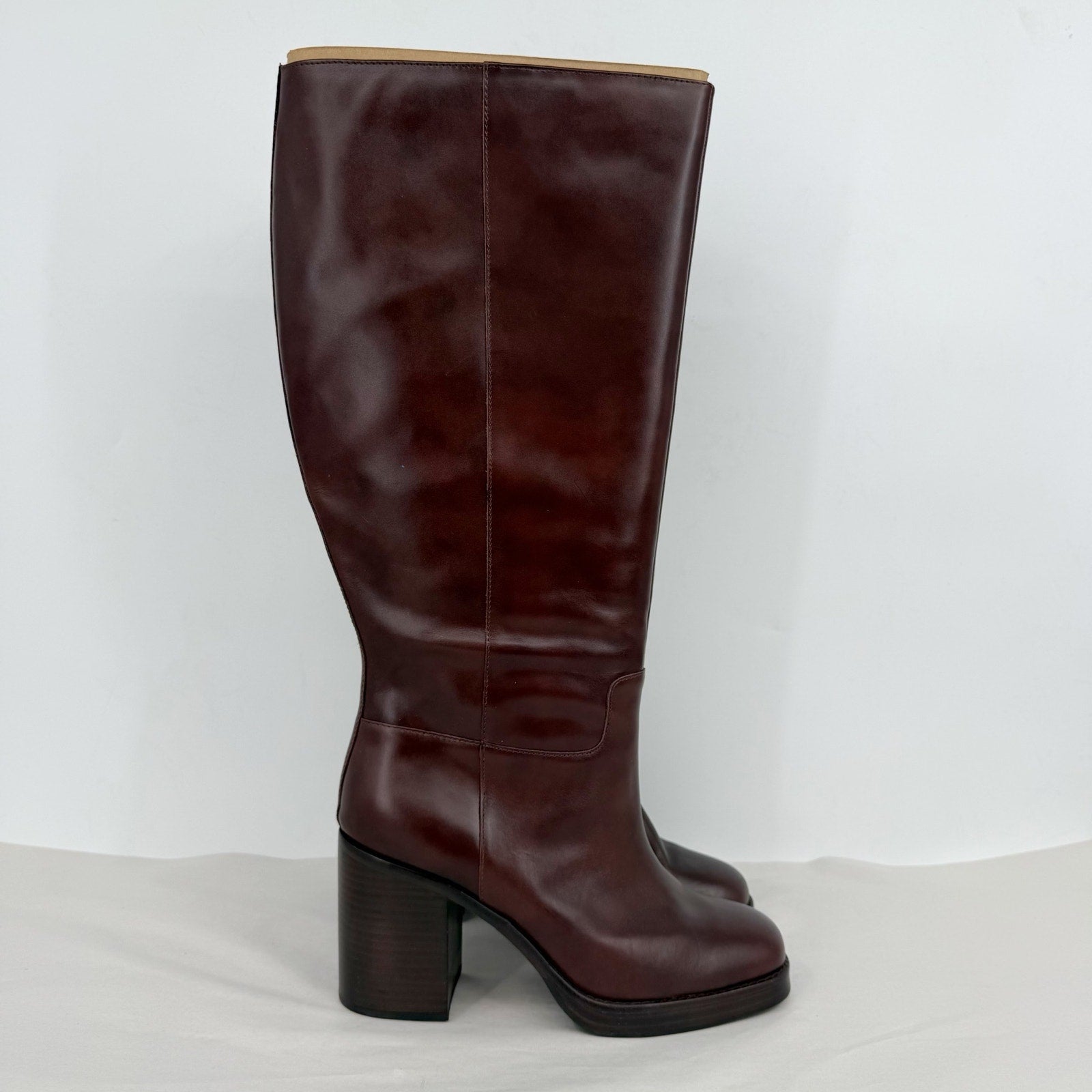 Vince Camuto Womens Gibi Knee High Boots US 12 Wide XWCalf Mahogany Leather NWOB