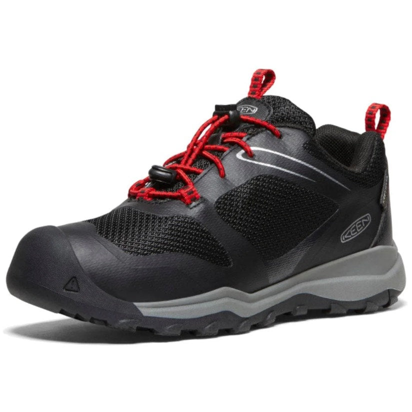 KEEN Big Kids Wanduro Sneakers Size 5 Black Red Waterproof NWOB