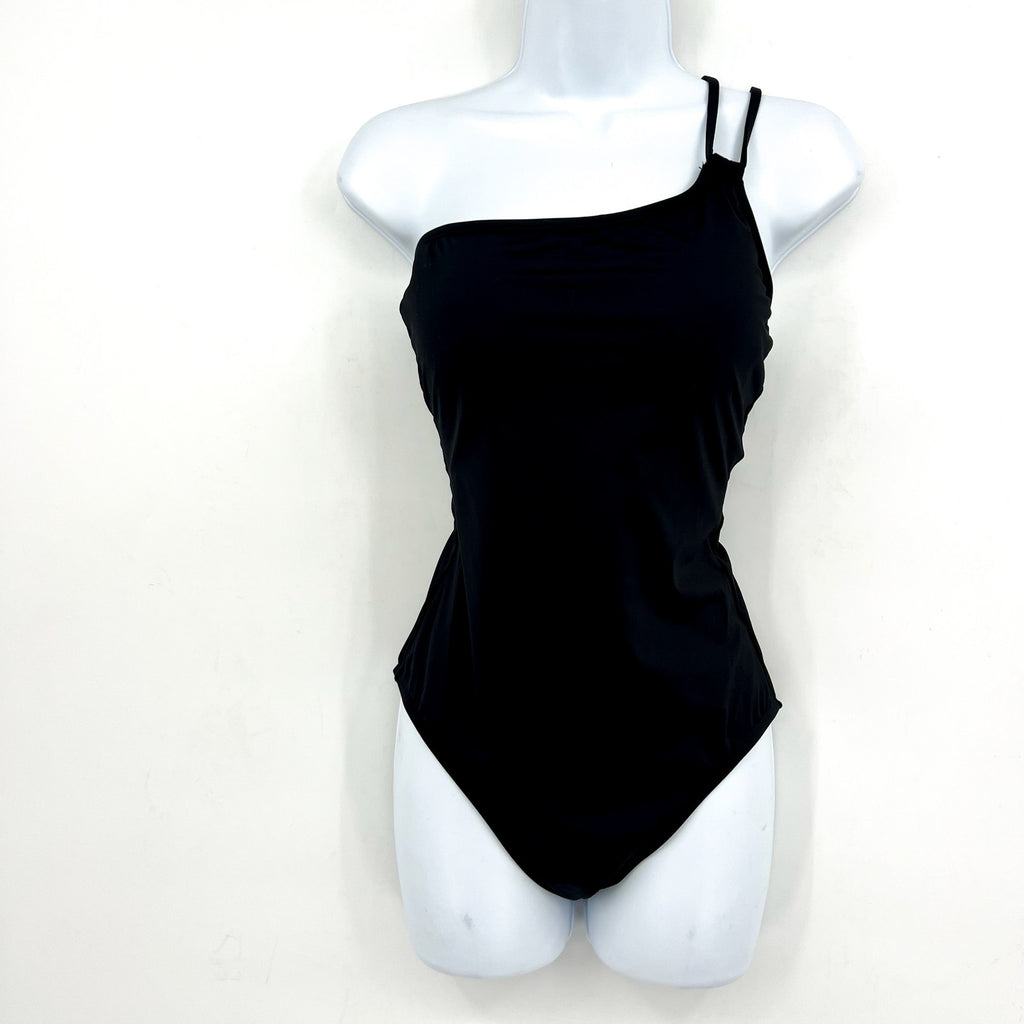 LA BLANCA Island Goddess One Piece Swimsuit Size 10 Black Lace Back NWOT