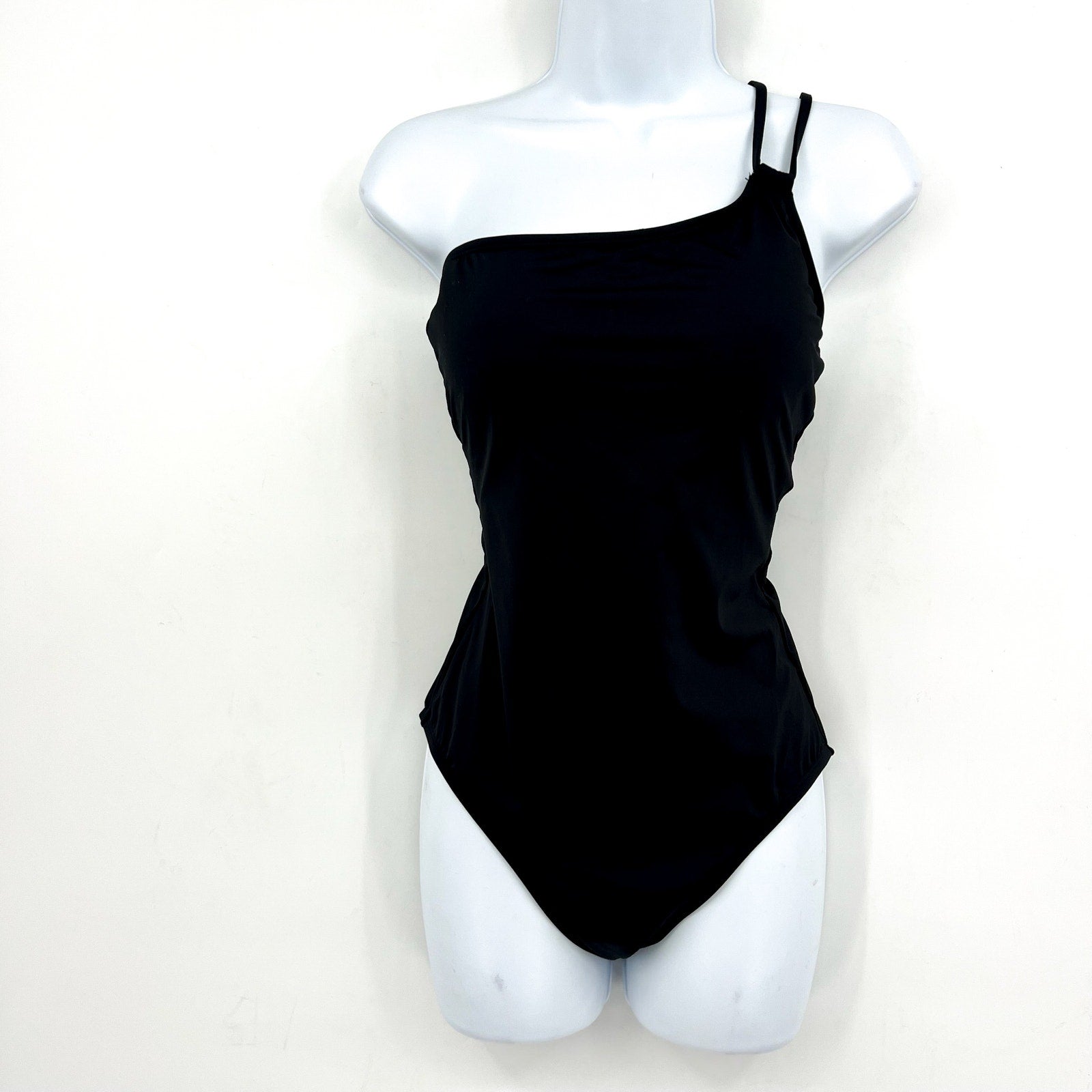 LA BLANCA Island Goddess One Piece Swimsuit Size 10 Black Lace Back NWOT