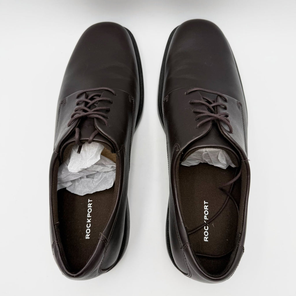 Rockport Mens Margin Plain Toe Oxfords Size 14 EU 49 Chocolate Brown NWOB