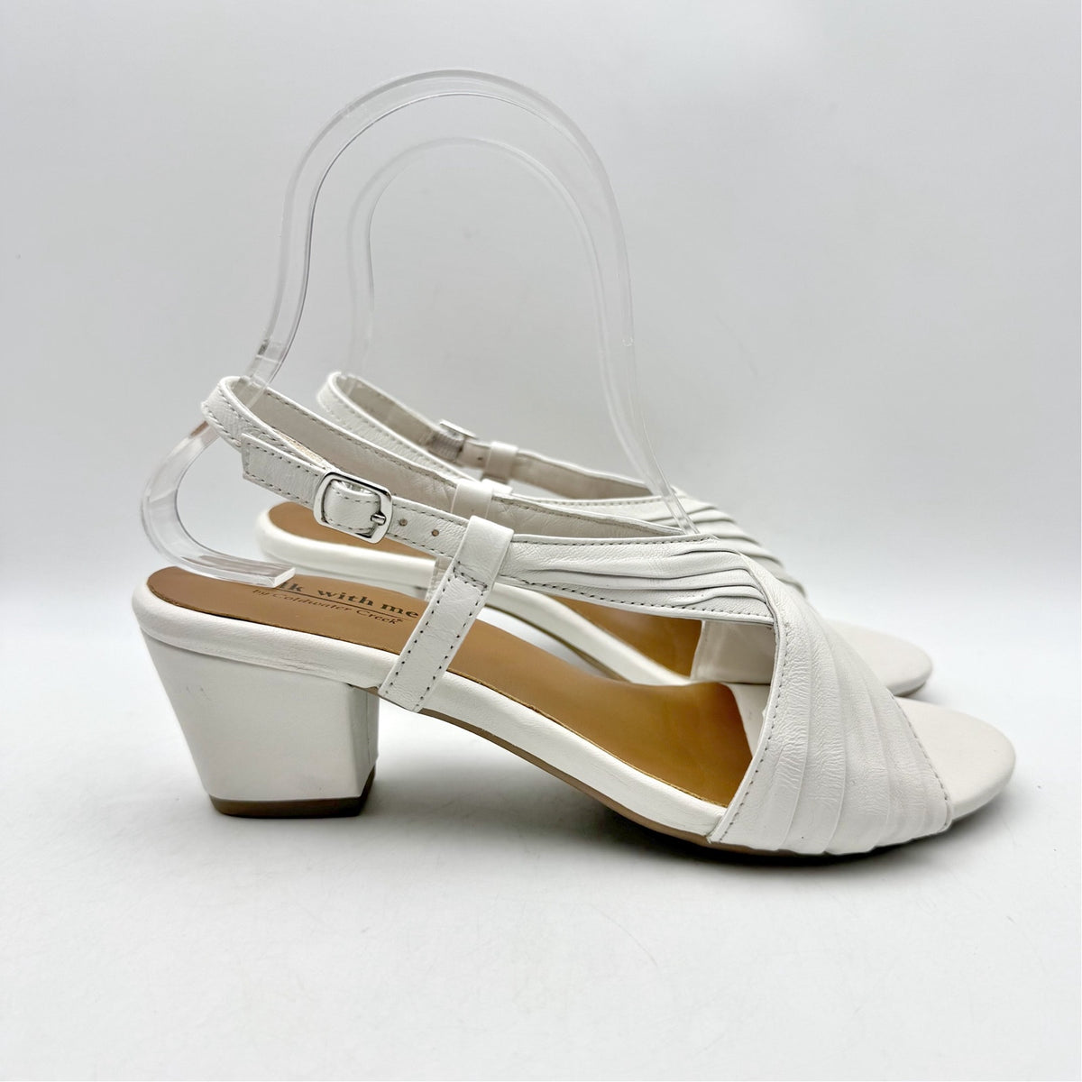 Coldwater Creek Womens Clarissa Slingback Sandals Size 6.5 White Leather NWOB