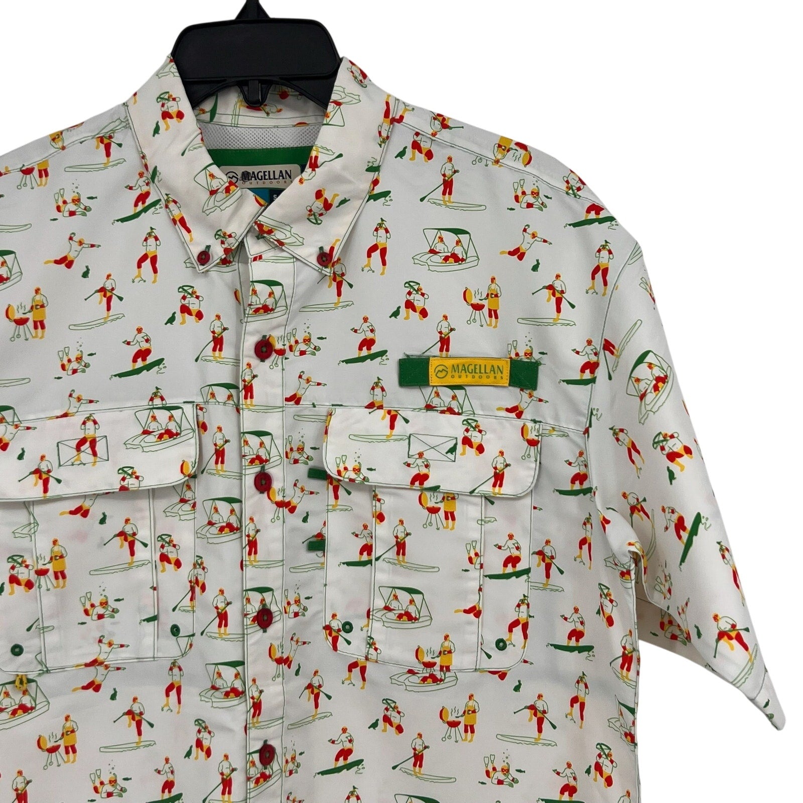 MAGELLAN OUTDOORS Laguna Madre Luchador Fishing Shirt Small White Multi NWOT
