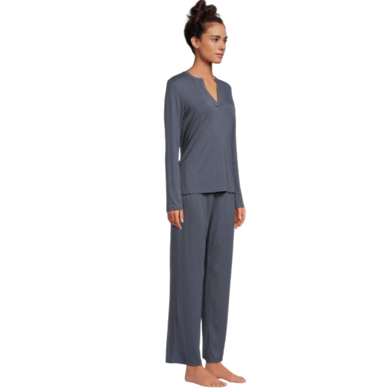 NATORI Women's Feathers Essentials Pajama Set XS Blue Long Sleeve Jersey NWT