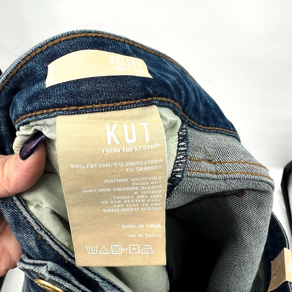 KUT FROM THE KLOTH Women's Kelsey Flare Ankle Jeans Size 12 Blue Mid Rise NWT