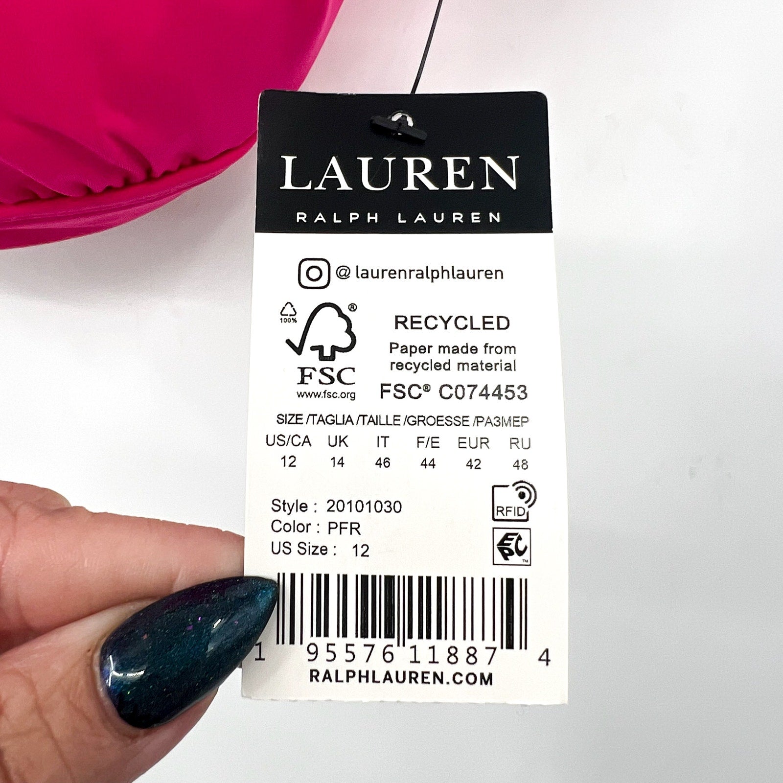 LAUREN RALPH LAUREN Ruffle Bikini Top US 12 Pink Underwire Beach Club Solids NWT
