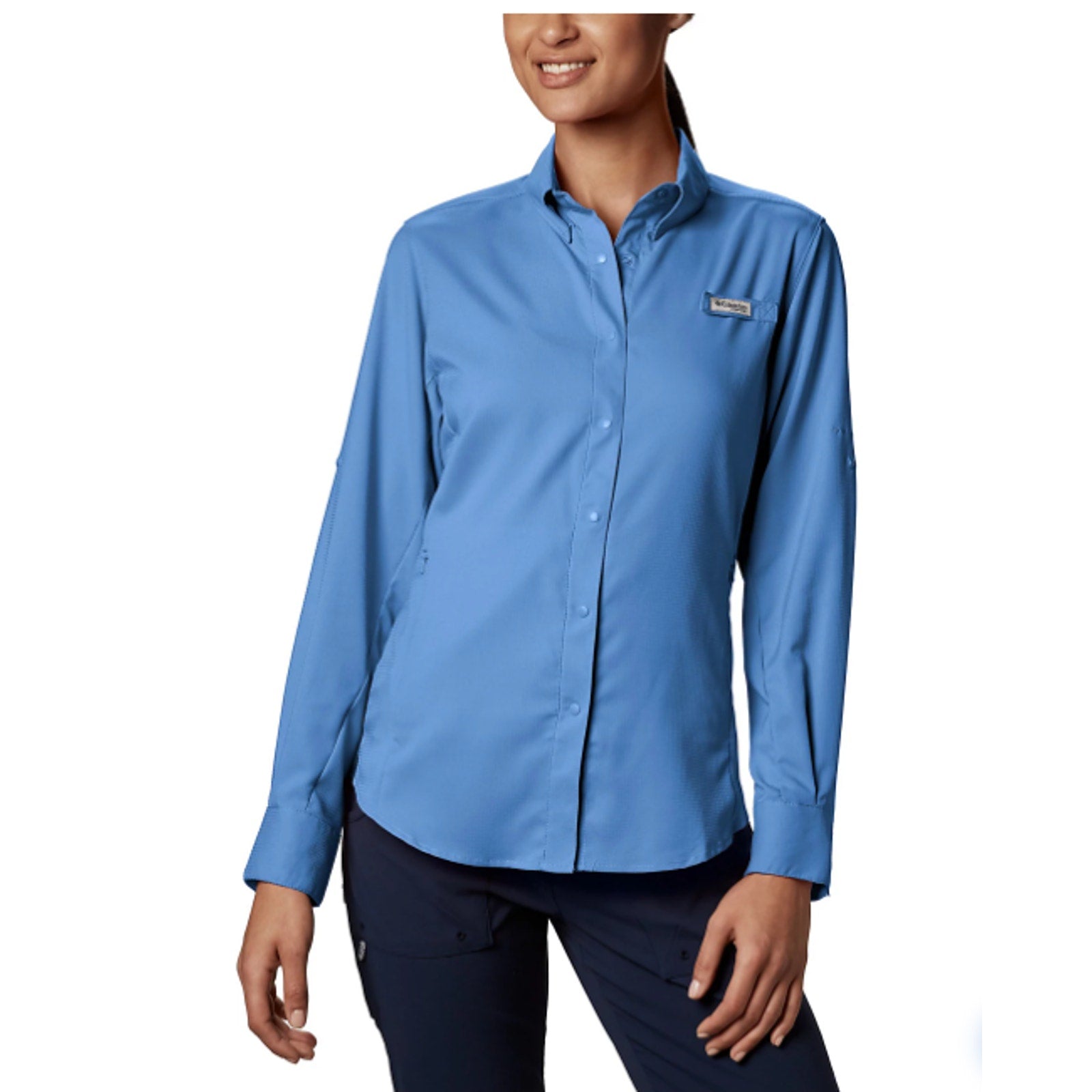 COLUMBIA Women's PFG Tamiami II Long Sleeve Shirt XS Blue UPF 40 NWT