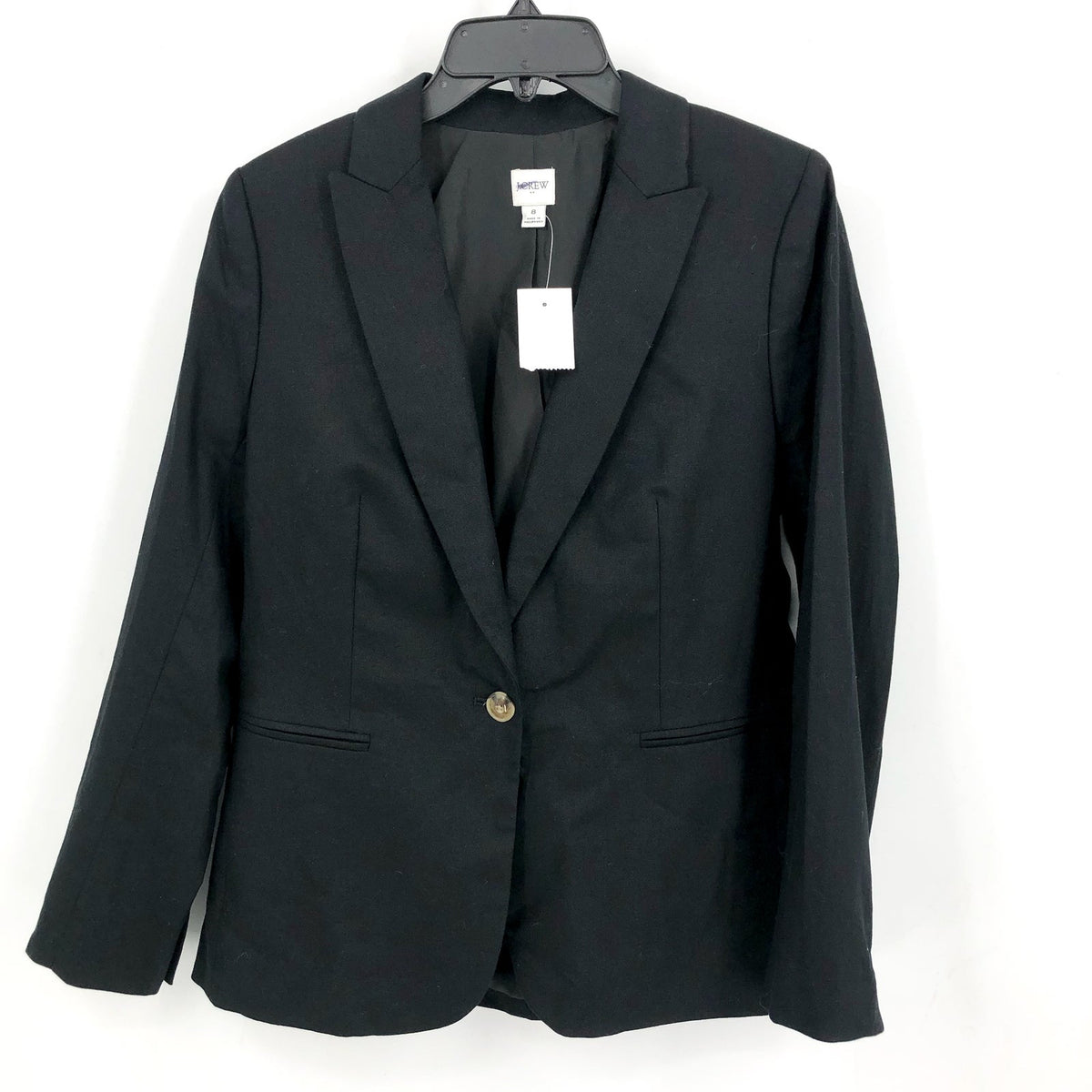 J.Crew Womens One-Button Holland Blazer Size 14 Black Linen-blend AL222 NWT