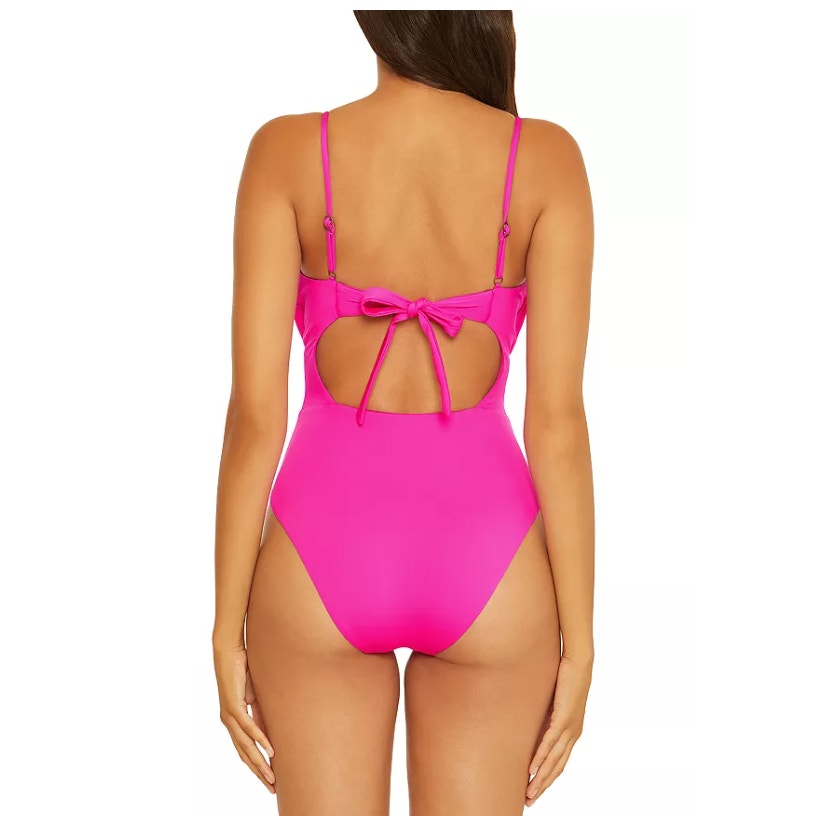 BECCA Women's Santorini One Piece Swimsuit Small Pink Flambe Cut Outs NWT