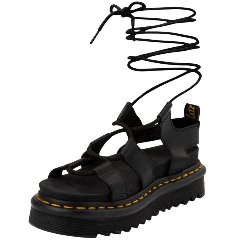 Dr. Marten Women Nartilla Long Platform Strappy Lace Sandal US 7 EU 38 Black NIB