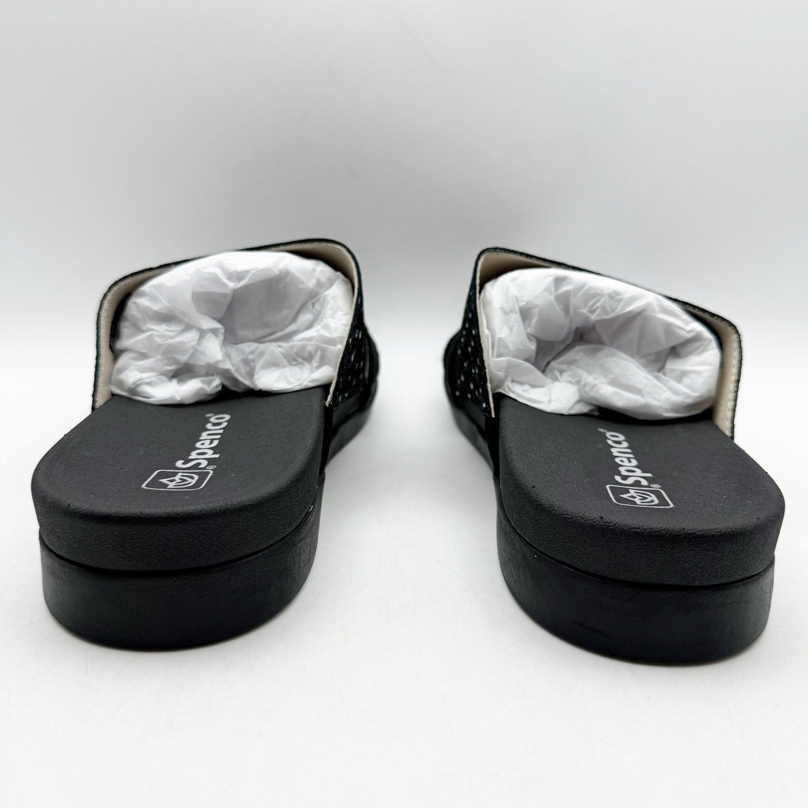 Spenco Womens Dawn Slide Sandals US 8 Wide EU 38.5 Black Suede NIB