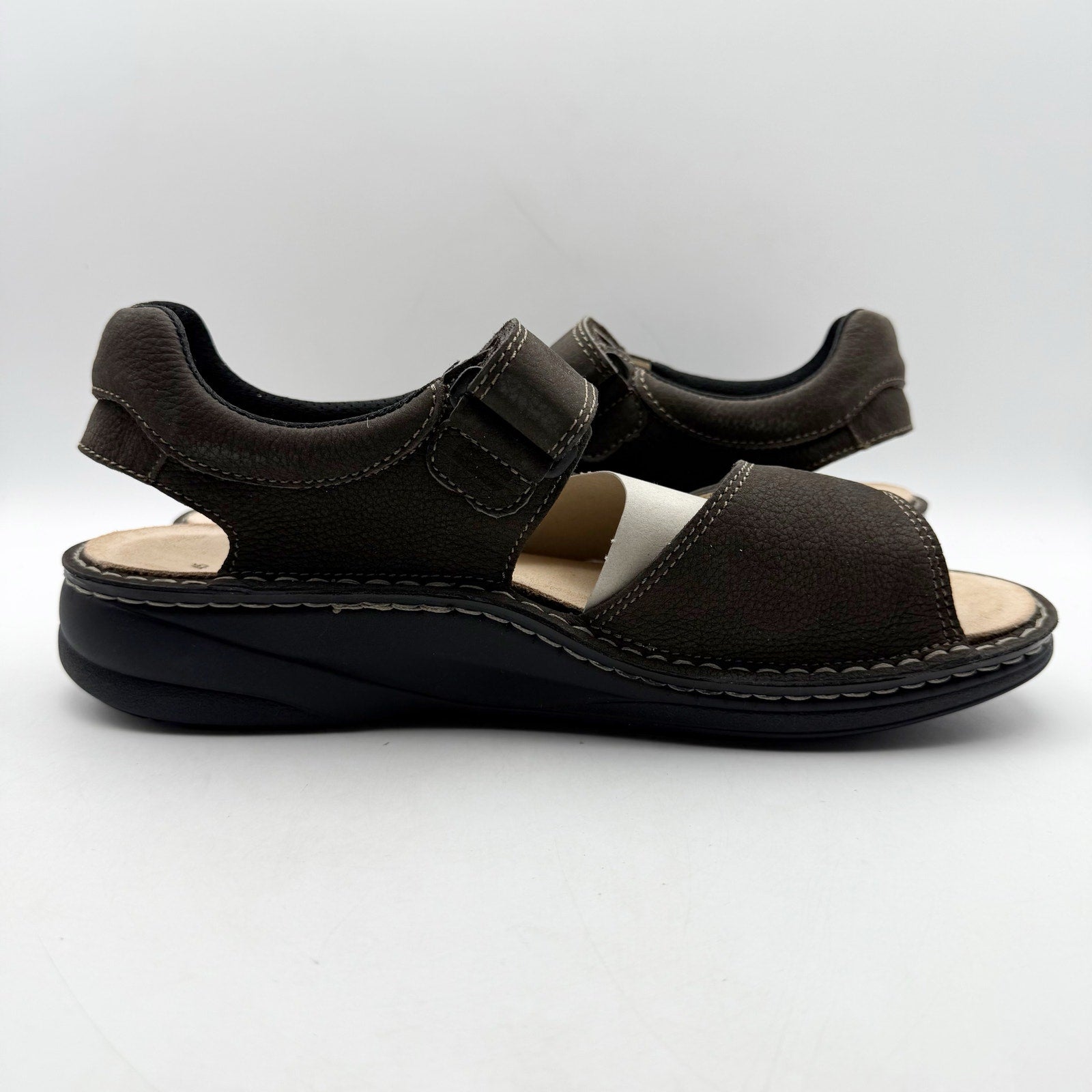 Finn Comfort Womens Skiathos Sandals EU 45 US 11 Brown Nubuck Leather NIB