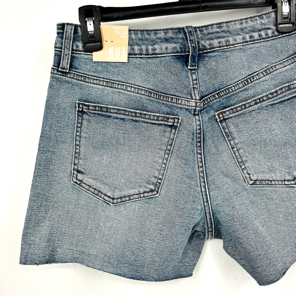 KUT FROM THE KLOTH Taylor Denim Shorts Size 2 Freedom Blue High Waist CutOff NWT