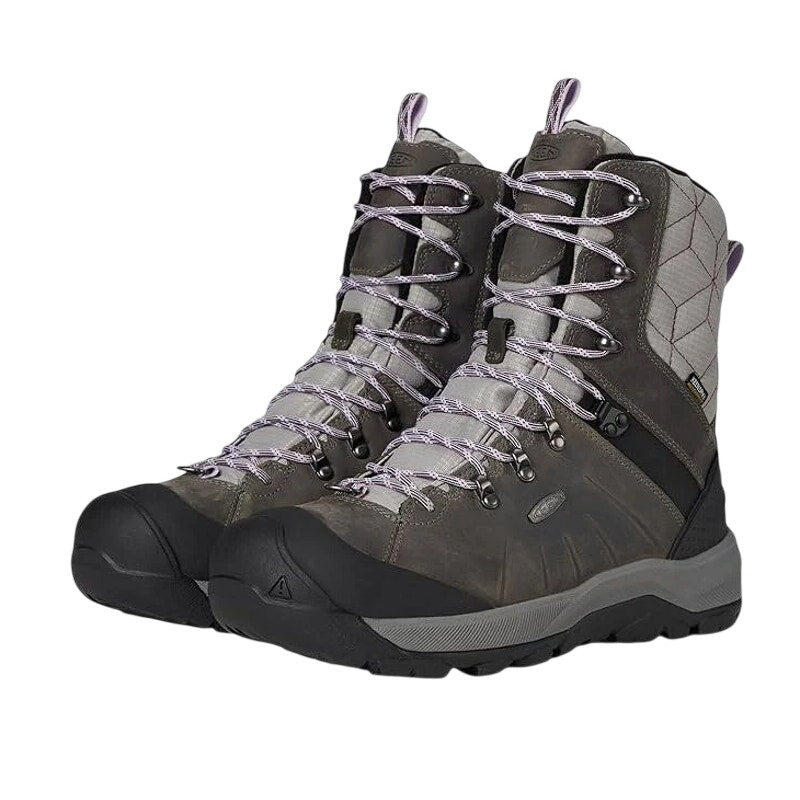 KEEN Womens Revel IV High Polar Hiking Boots US 6.5 Wide Grey Leather WP NWOB
