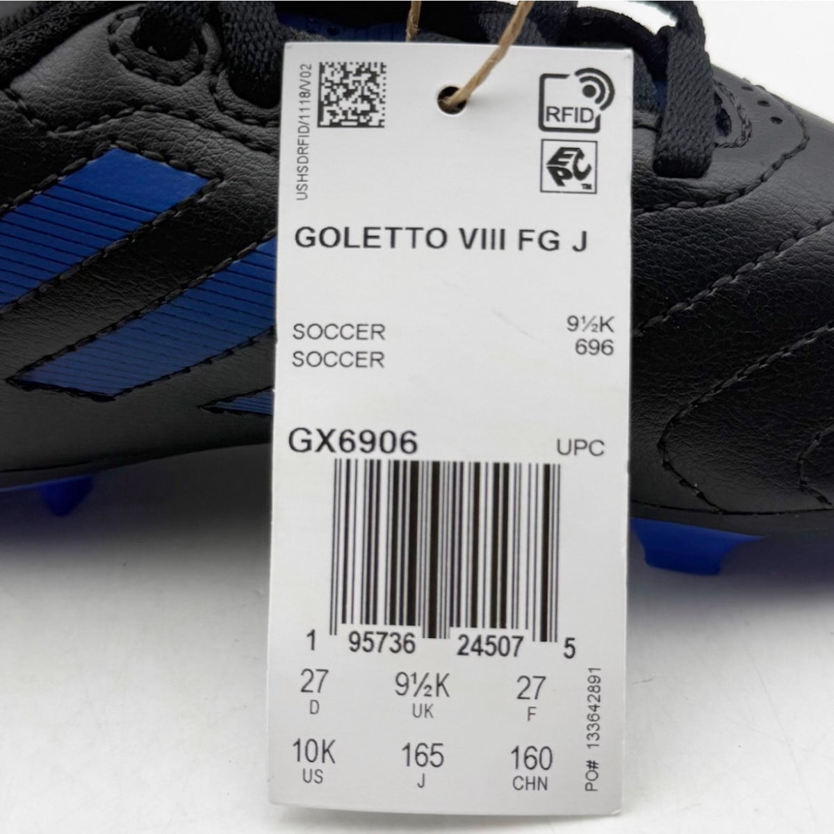 Adidas Youth Goletto VIII Firm Ground Soccer Cleats Size 10 Kids Black Blue NWOB