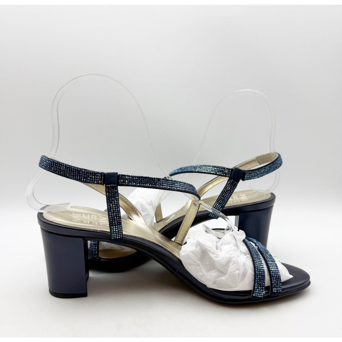 Naturalizer Womens Vanessa Heeled Sandals Size 10 Navy Blue Suede Rhinestone NIB