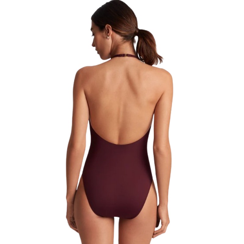 LAUREN RALPH LAUREN Beach Club High Neck One Piece Swimsuit Size 14 Red NWT