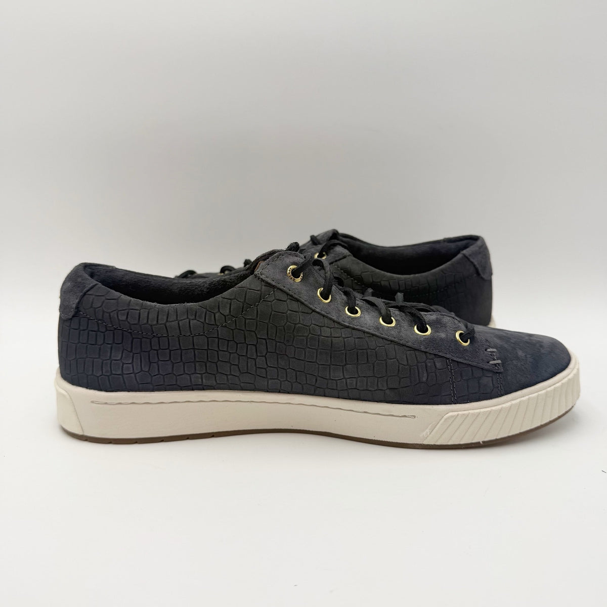 SPERRY Womens Anchor Plushwave Sneakers Size 11 Black Croc Embossed Suede NWOB