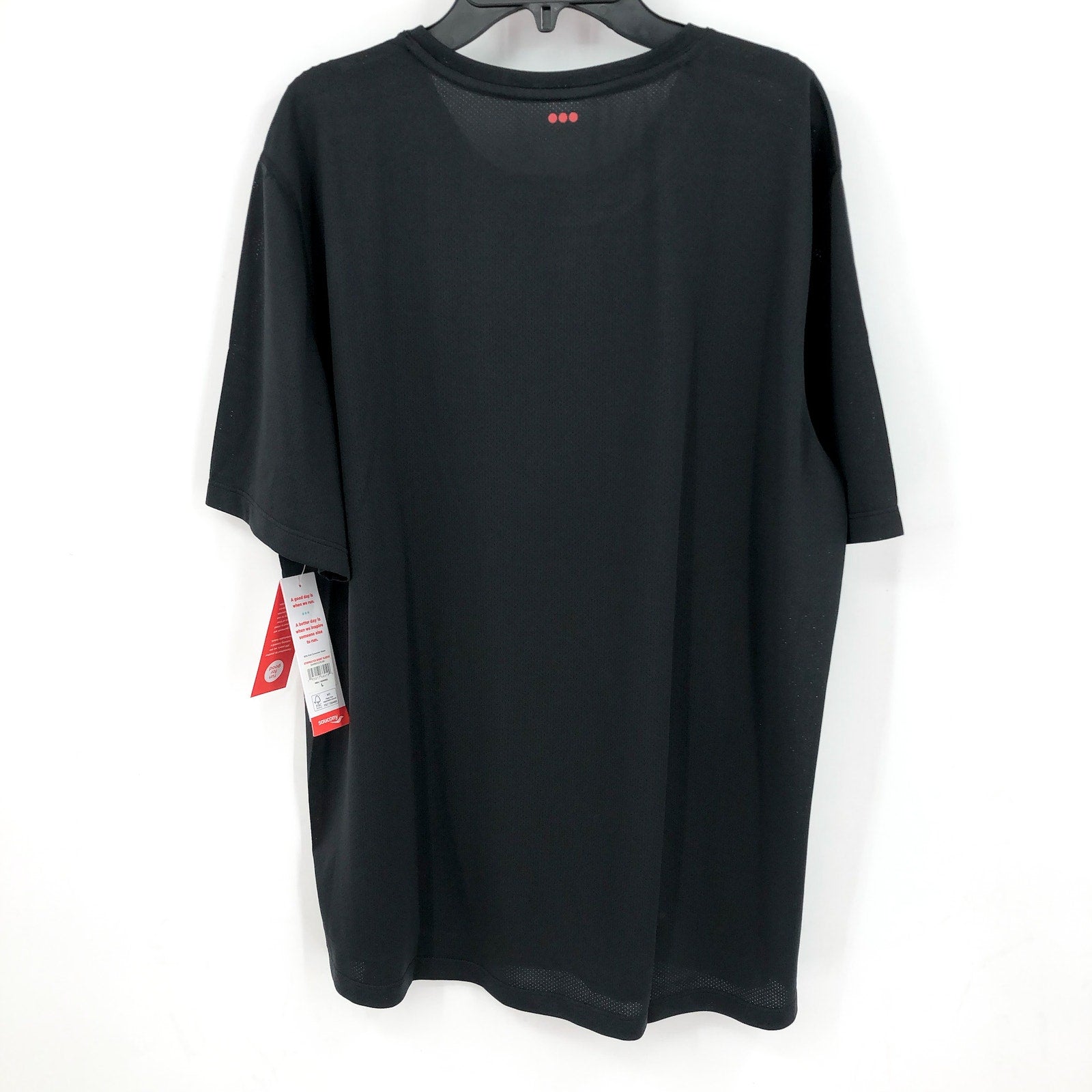 SAUCONY Men's Stopwatch Running T-Shirt XL Black Short Sleeve NWT