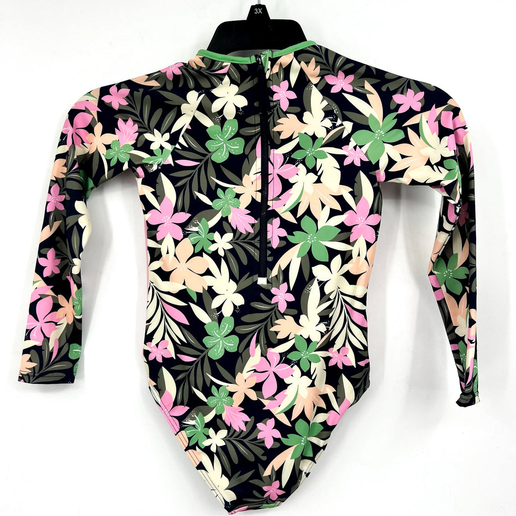 ROXY Girls Ilacabo Swimsuit Surfsuit Medium Navy Blue Floral Long Sleeve NWT