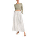 SPLENDID Women's Demi Maxi Skirt XS White Blue Cypress Stripe Button Front NWT