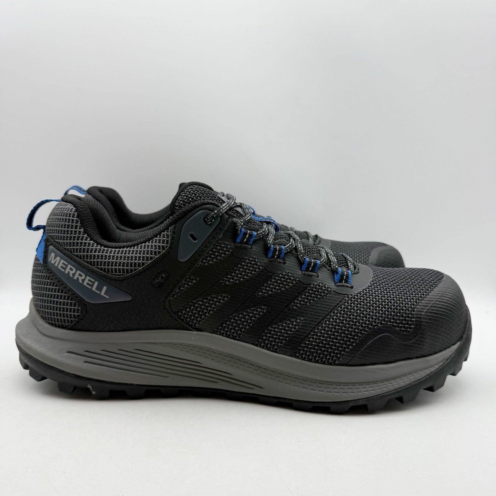 Merrell Mens Nova 3 Work Sneakers US 11.5 Black Blue SR Comp Toe Shoes NIB