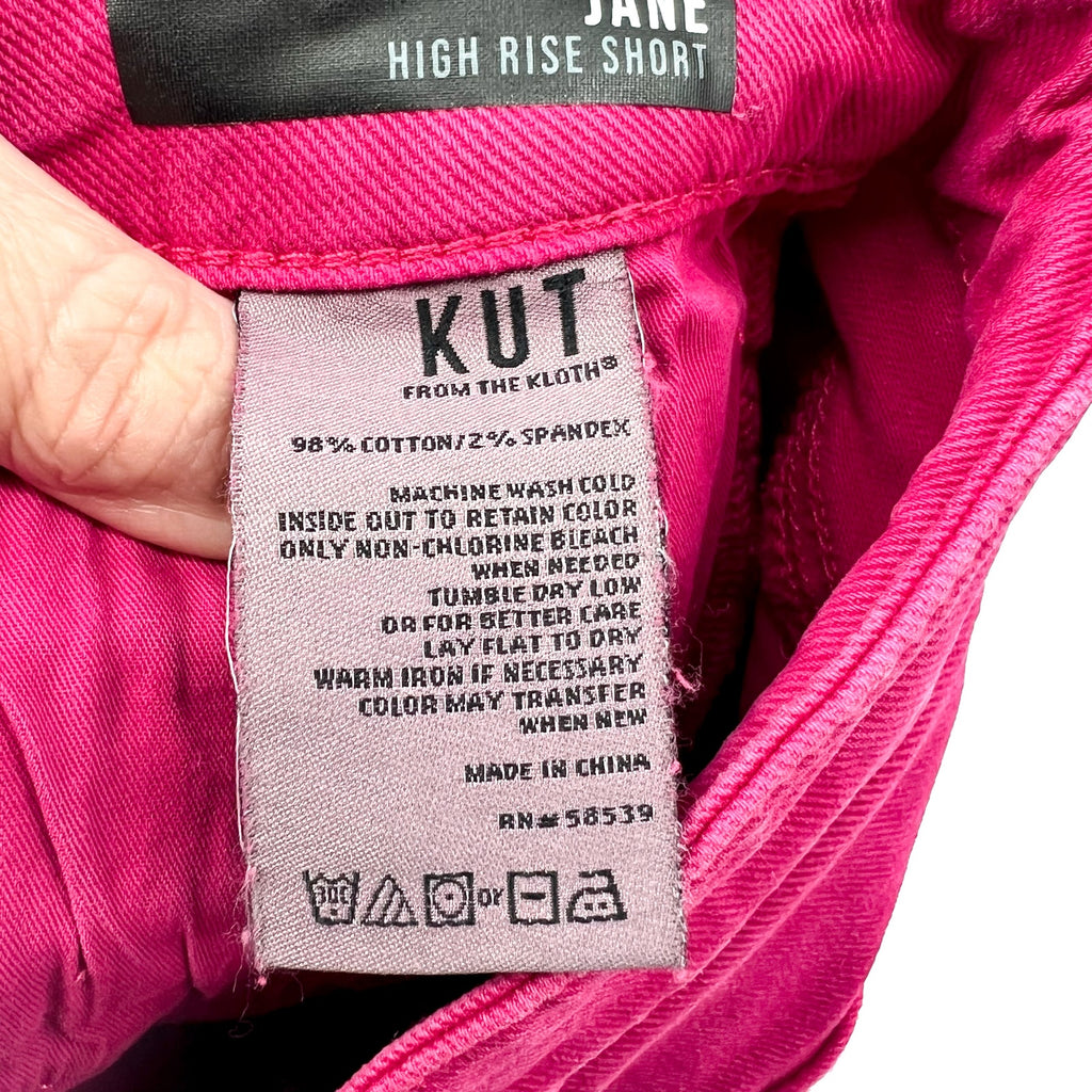 KUT FROM THE KLOTH Womens Jane High Rise Shorts Size 00 Pink Fuchsia Raw Hem NWT