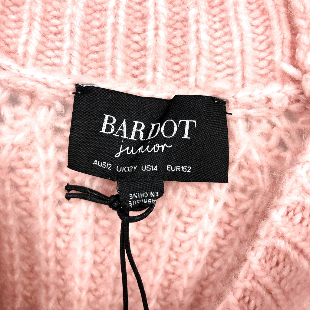 BARDOT Girl's Cozy Cable Knit Crewneck Sweater Size 14 Pink Potpourri NWT